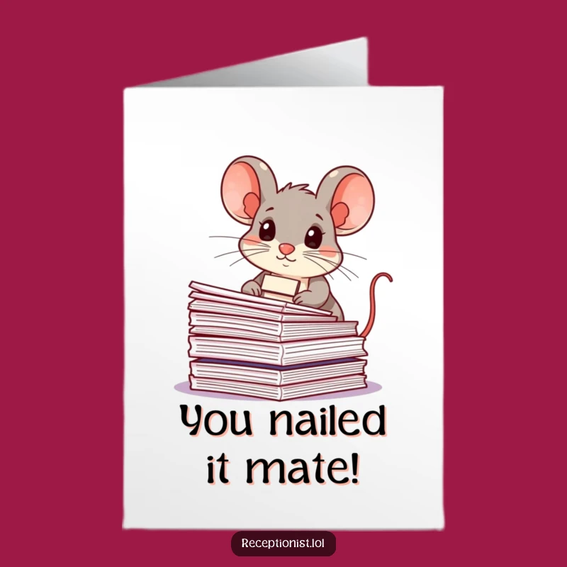 Free Printable Congrats Card: Funny Mouse Office Vibes for a Downloadable Gift