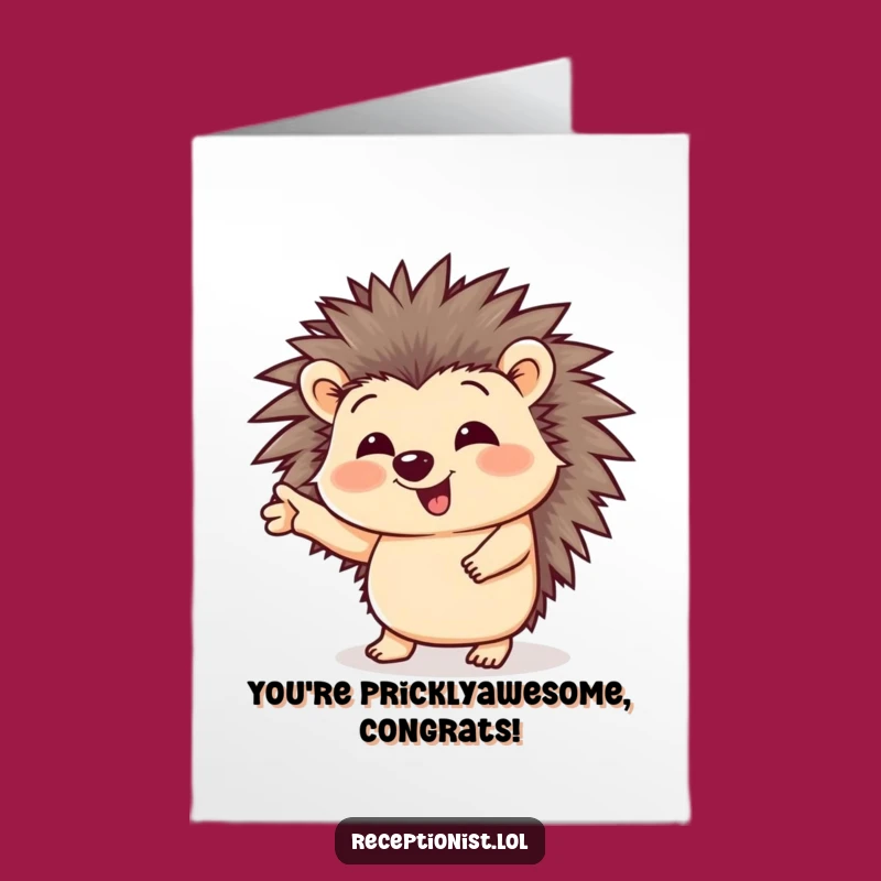 Free Printable Congrats Card: Giggling Hedgehog Guide - Funny Downloadable Gift