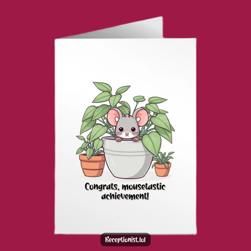 Free Printable Congrats Card: Shy Mouse's Quiet Celebration - Funny Downloadable Gift