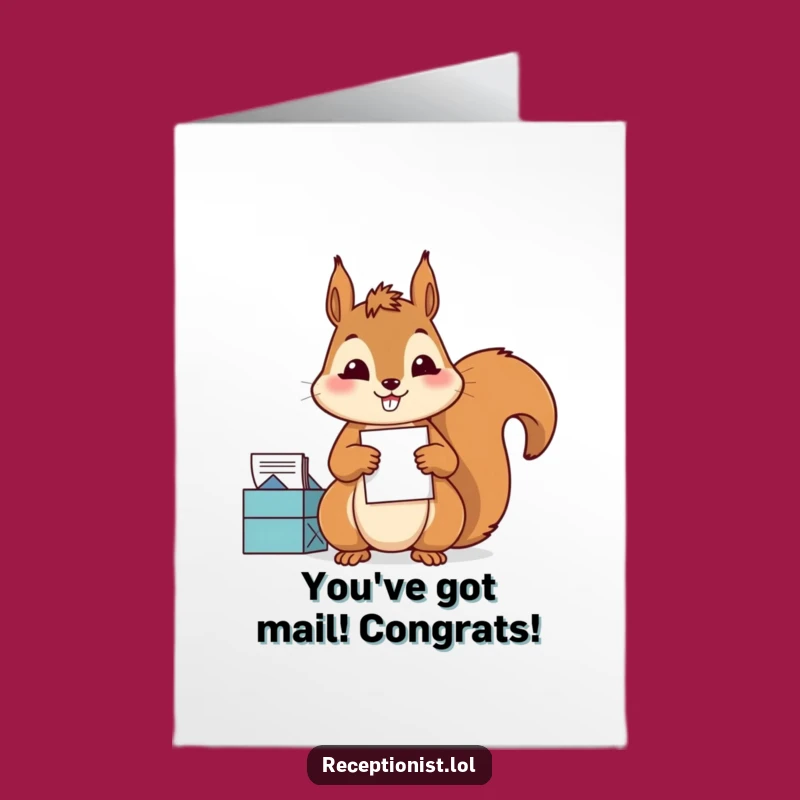 Free Printable Congratulations Card: Diligent Squirrel, Mail Sorted, Downloadable Success!