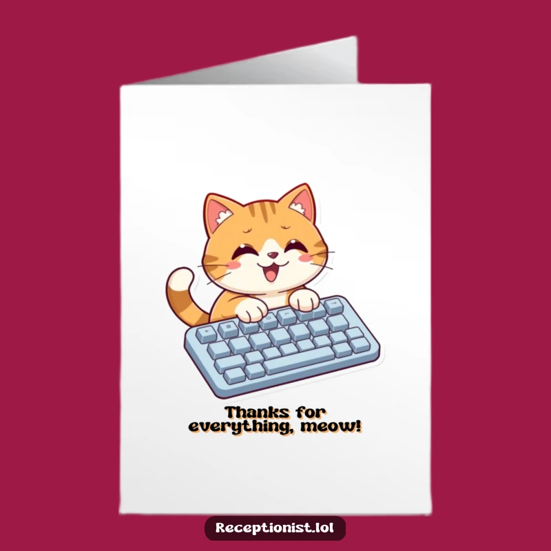 Free Printable Cat Thank You Card - Funny Typing Cat Downloadable Gift