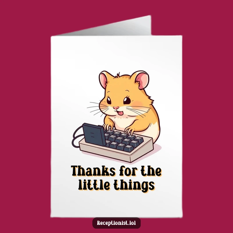 Free Printable Hamster Thank You Card: Typing Hamster for Your Appreciation