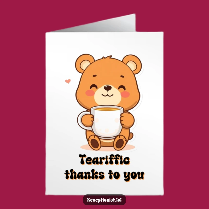 Free Printable Thank You Card: Bear's Sweet Tea Gesture, Funny Downloadable Gratitude Note