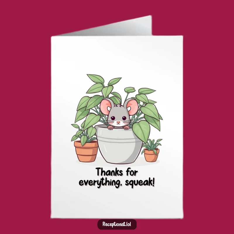Free Printable Thank You Card: Shy Mouse's Hidden Thanks - Funny Downloadable Gift