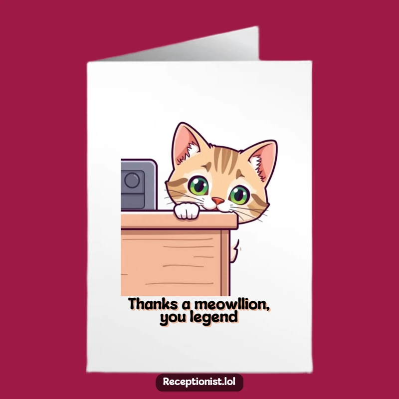 Free Printable Thank You Card: Amusing Cat Peek, Funny Downloadable Note for Gratitude