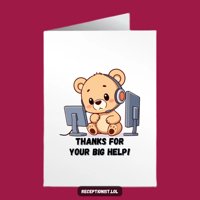 Free Printable Bear Thank You Card - Funny Cub Tech Downloadable Gift