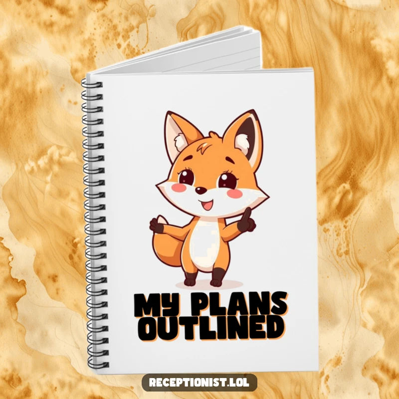 Funny fox direction notebook, pointing the way with a smile, ideal for jotting down notes with wit.