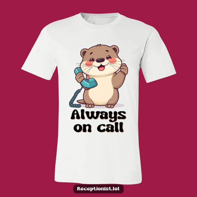 Funny Otter Communicator T-Shirt - Hilarious 'On the Line' Tee