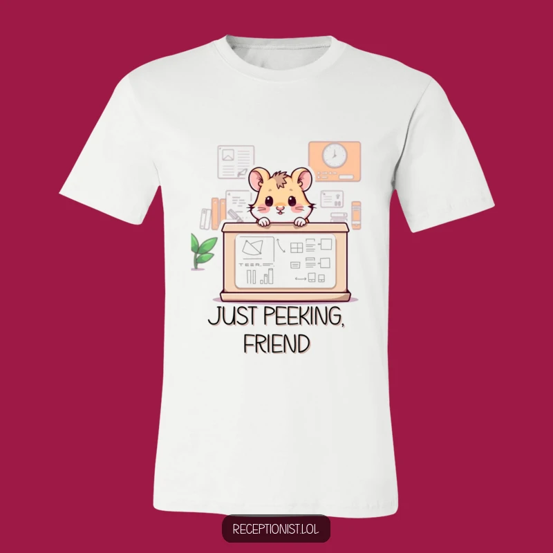 Funny Hamster Peeking T-Shirt: Cute Desk Assistant Tee, Ideal Funny Gift for Hamster Lovers!