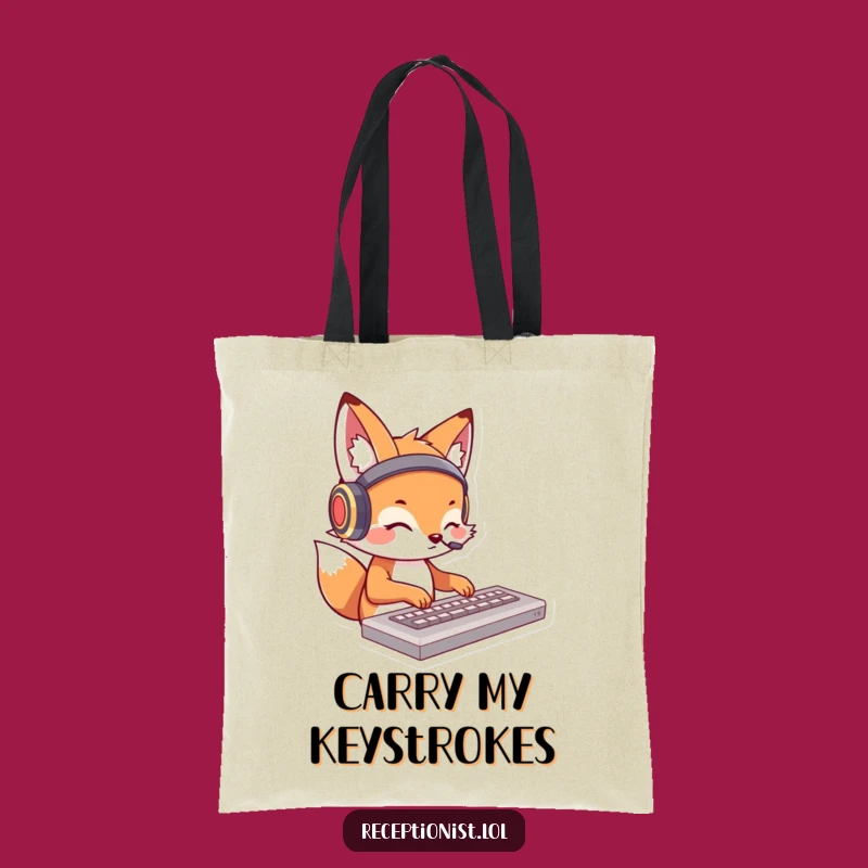Funny Fox Typing Tote Bag - Carry Your Tech Gear in Style