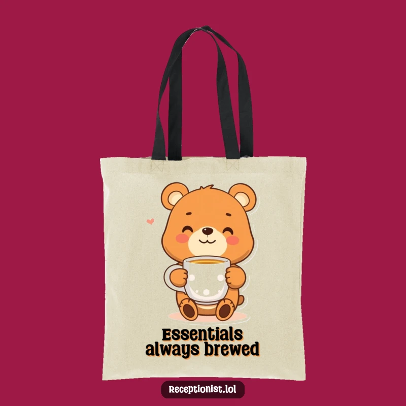 Funny Bear Tea Tote Bag - Cozy Smiling Character Carry-All, Gift Idea