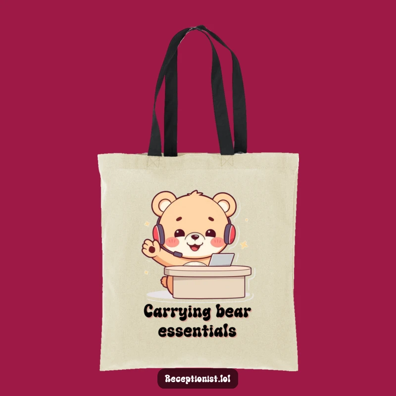 Funny Bear Receptionist Tote Bag: Carry Your Welcome With This Cheerful Cub